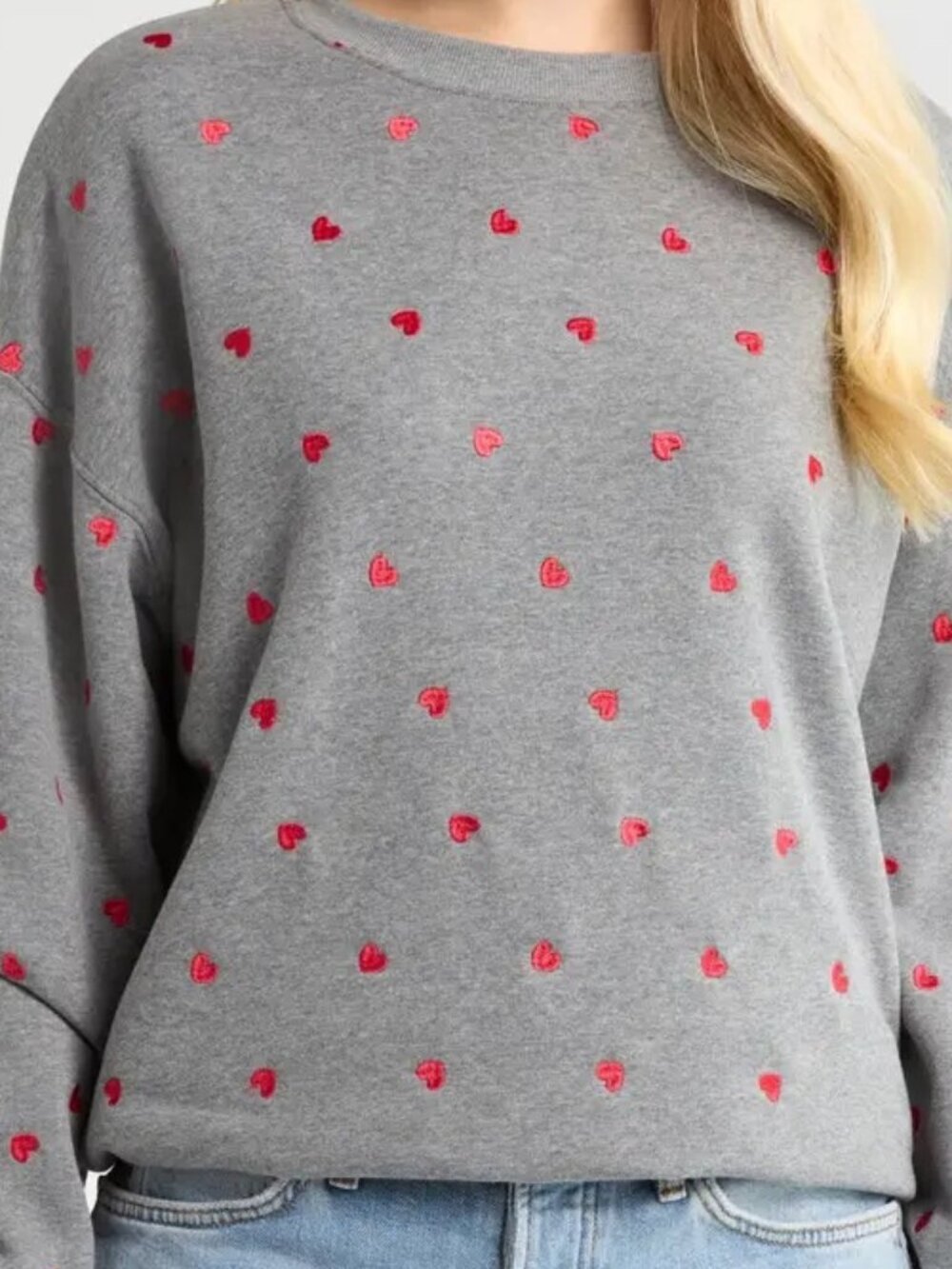 Beach Riot NWT Devyn Oversized Sweatshirt in Red Love Hearts Small